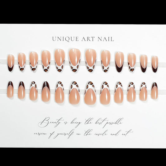 858 Leopard Press Almond Nails