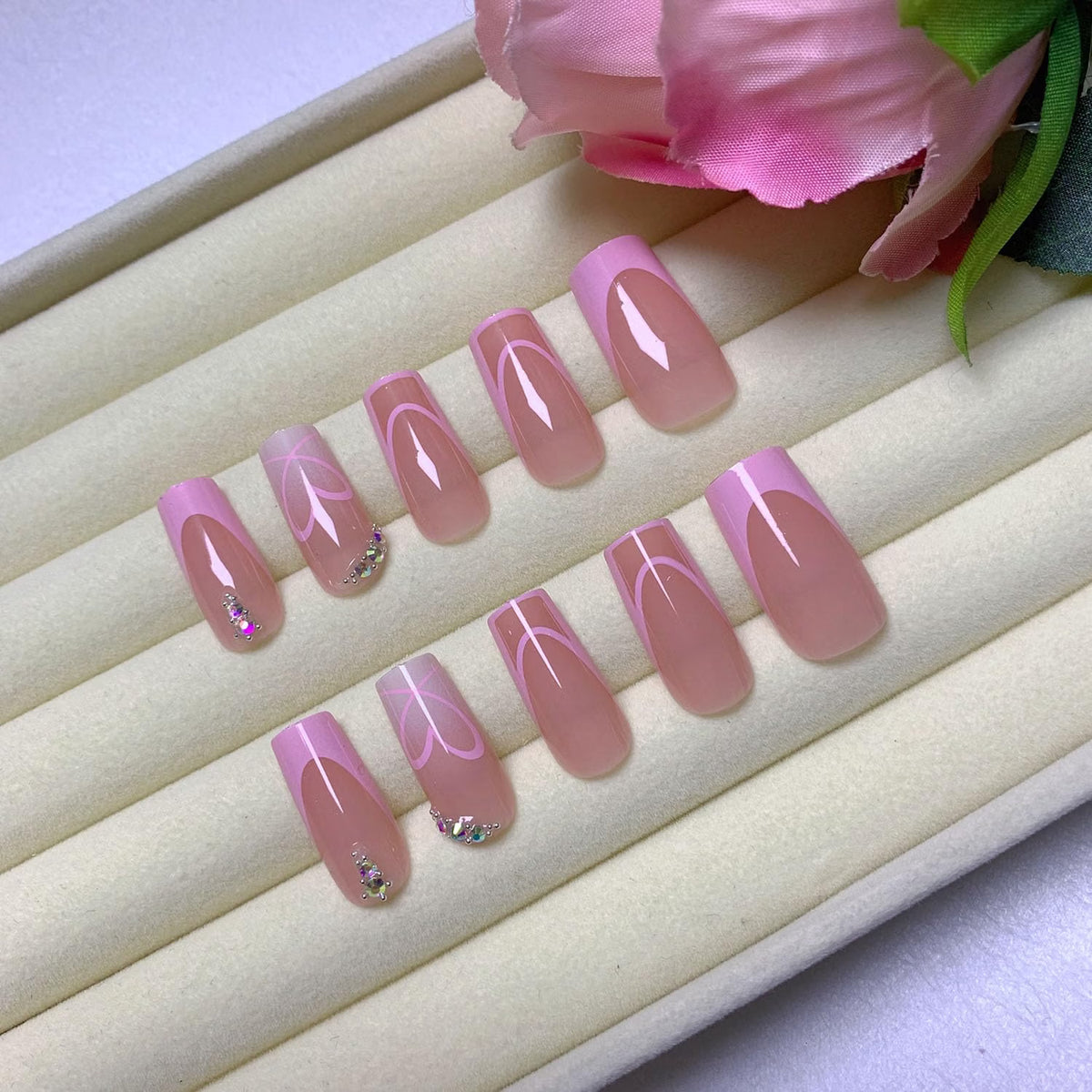 842 Light Pink French Ima Softie Square Nails