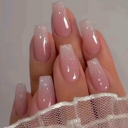 699 Bling Bling Glitter Mid-Length Coffin Nails