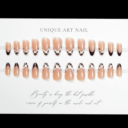 858 Leopard Press Almond Nails