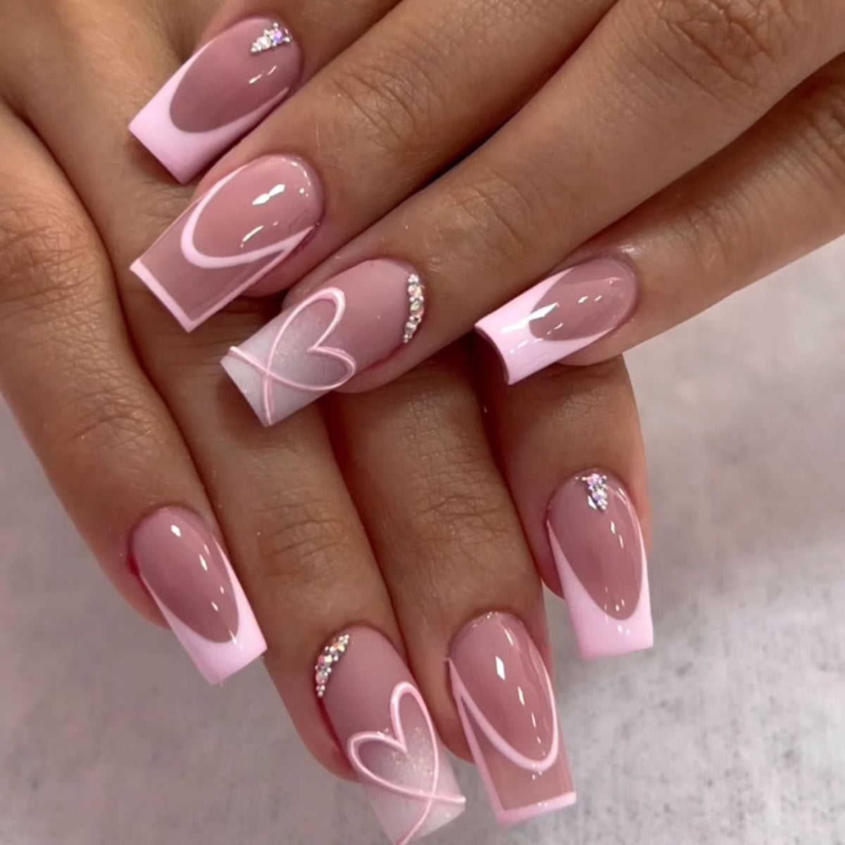 842 Light Pink French Ima Softie Square Nails