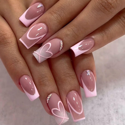 842 Light Pink French Ima Softie Square Nails