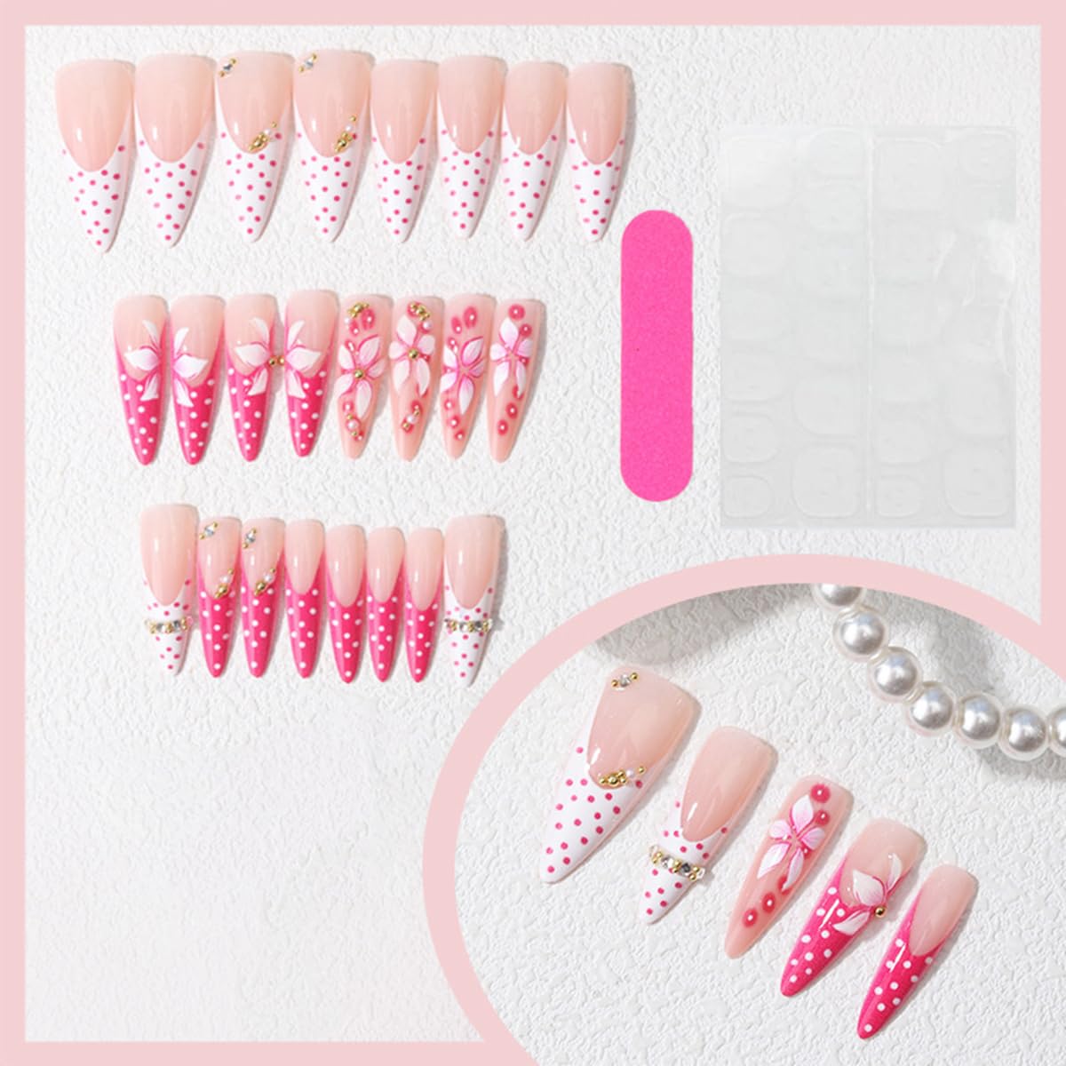 789 Pretty in Pink Mid-Length Stiletto Nails