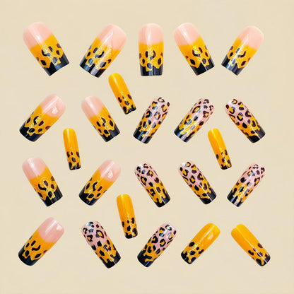 824 Big Cat Yellow French Tip Coffin Nails