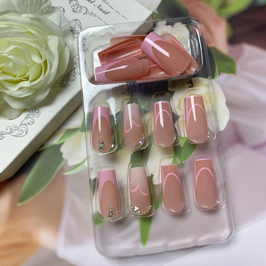 842 Light Pink French Ima Softie Square Nails