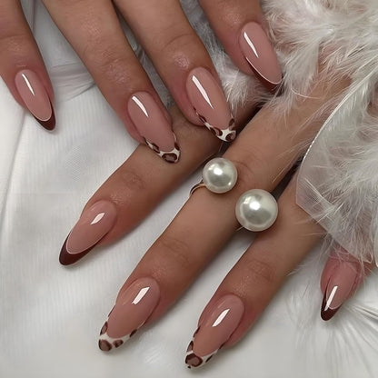 858 Leopard Press Almond Nails