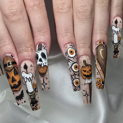 142 Candy Corn Evil Eye Stiletto Nails