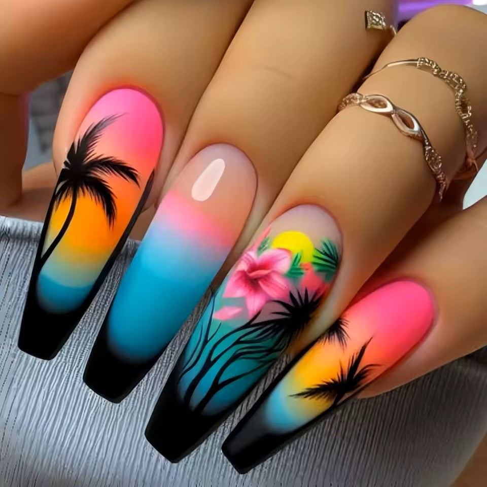 222 Plenty of Paradise Coffin Nails