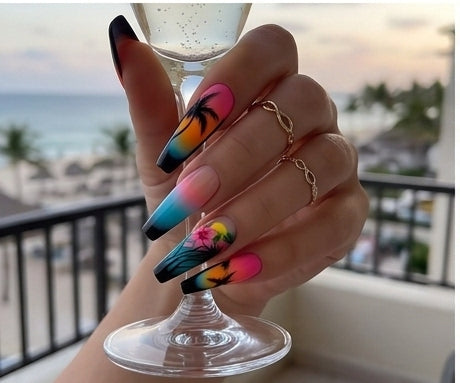 222 Plenty of Paradise Coffin Nails